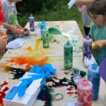 Tie dying is super fun at Farm Camp with All Earth Eco Tours at Backbone Farm in Pleasant Valley.